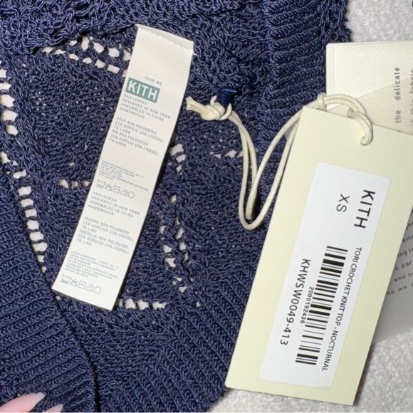 NWT Kith Womens Tori Blue Navy Cardigan Sweater Top Crochet New Knit Nocturnal - Picture 5 of 10